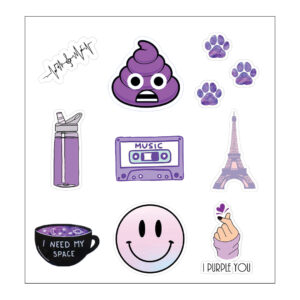I 💜 Purple Vinyl Sticker Pack Reusable & Waterproof