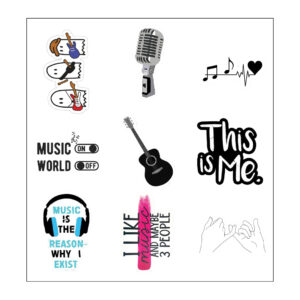 Music World Vinyl Sticker Pack Reusable & Waterproof