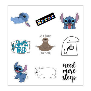 Stitch Vinyl Sticker Pack Reusable & Waterproof