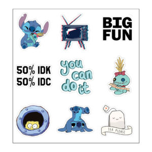 Stitch fans Vinyl Sticker Pack Reusable & Waterproof