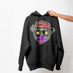 Bear Graffiti Oversized Hoodie For Women - Black