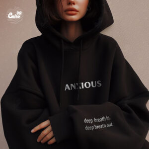 Anxious Oversized Hoodie - Black