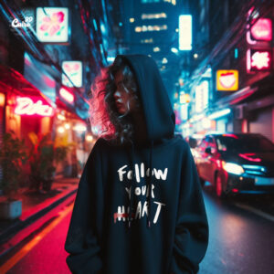 Follow Your Heart Oversized Hoodie - Black