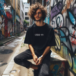 Cairo 99 Oversized T-shirt-  For Men  Black