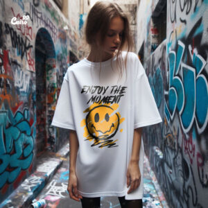 Enjoy The Moment   Oversized T-shirt For Women - White