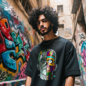 Frankenstein Freak Oversized T-shirt For Men - Black