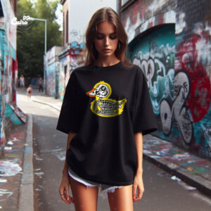 Skeleton Duck Oversized T-shirt For Women - Black
