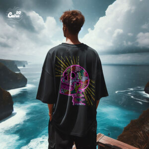 Spooky Burst Oversized T-shirt for men - Black