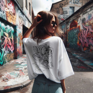 Flower Oversized T-shirt For Women - White