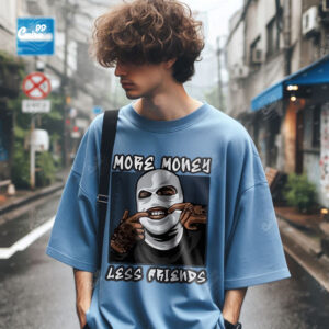 More Money Less Friends Oversized T-shirt for men - Blue