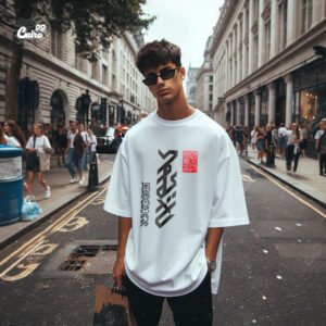 Japanese Print  Oversized T-shirt for men - white