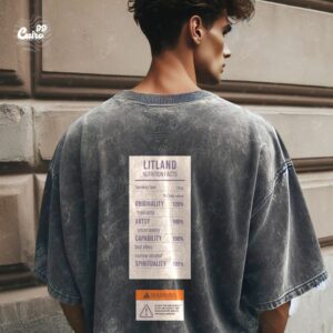 Warning Oversized T-shirt for men -Stone Washed-Gray