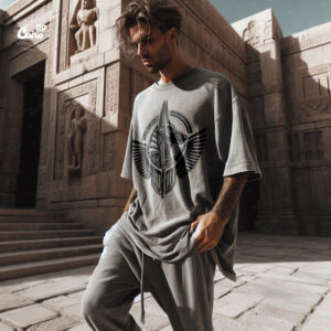 Anubis Oversized T-shirt for men - Stone Washed-Gray