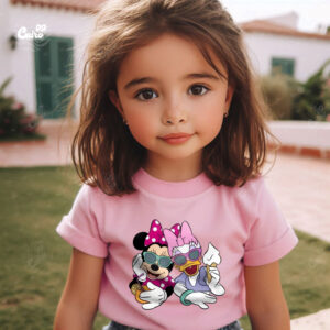 Daisy Duck And Minnie Mouse kids T-shirt- Pink