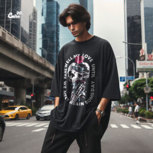 Farewell My Love Oversized T-shirt for men -  Black