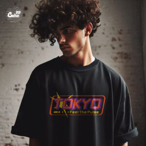 Tokyo feel the pulse Oversized T-shirt for men - Black