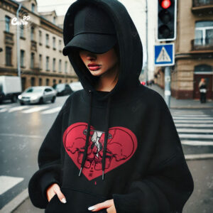 Fix Your Heart Oversized Hoodie For Women- Black
