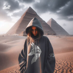 Key Of Life Ankh Oversized Hoodie For Women - Gray