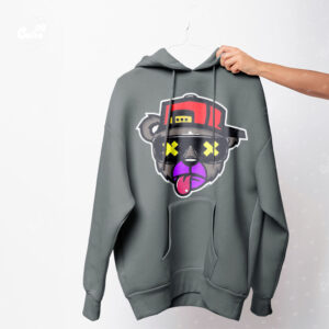 Bear Graffiti Oversized Hoodie For Women -  Dark Gray
