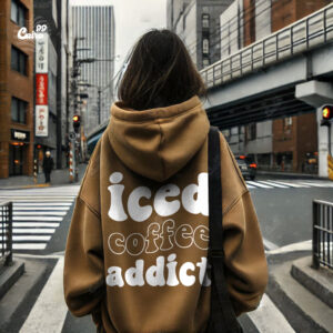 Iced Coffee addict Oversized Hoodie - Brown