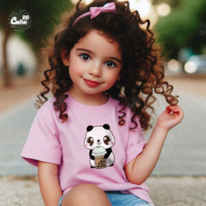 Cute Bubble Tea kids T-shirt-Pink
