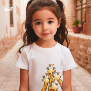 Giraffe Family kids T-shirt- White