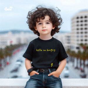 Hello Im Hungry  kids T-shirt- Black