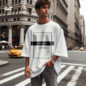 Anywhere Anytime  Oversized T-shirt for men – white