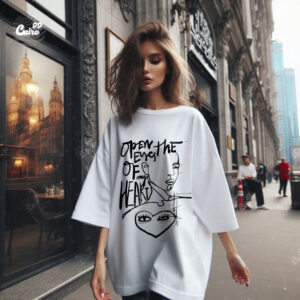 Eyes Of My Heart Oversized T-shirt for Women – white
