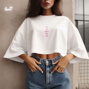 Happy Girl Era Oversized Crop top -  White