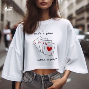 Love's A Games Wanna A Play ? oversized  Crop top -  white