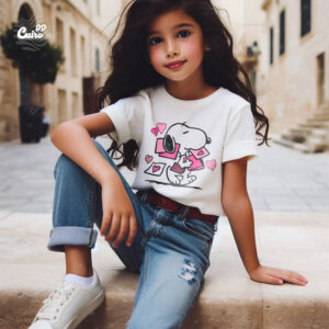 Snoopy Letter  kids T-shirt- Off White