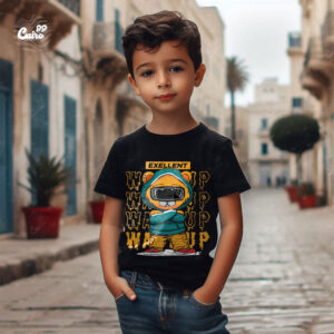Wake Up Bear kids T-shirt- Black