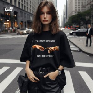 You Looked Like Heaven Oversized T-shirt For Women - Black