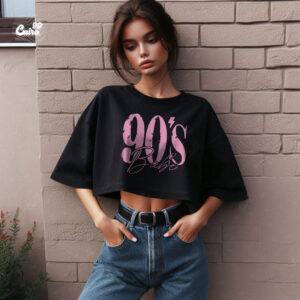90's Oversized Crop top - Black
