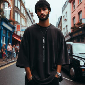If Not Now Then, When ? Oversized T-shirt for men - Black