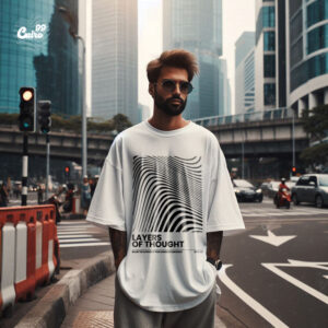Layers of Thought Oversized T-shirt for Men– white