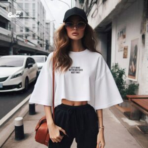 Let's Make Better Mistakes Crop top - white
