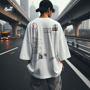 Random Designs   Oversized T-shirt for men - White