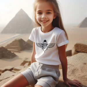 Black scarab kids T-shirt- White