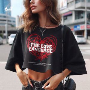 The Love Language Oversized Crop Top – Black