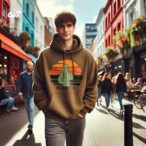 Fucktus Cactus Oversized Hoodie For Men – Brown